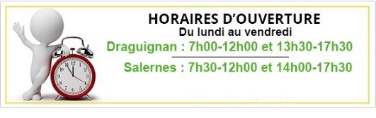 Heures d'ouverture Pmd location Draguignan et Salernes